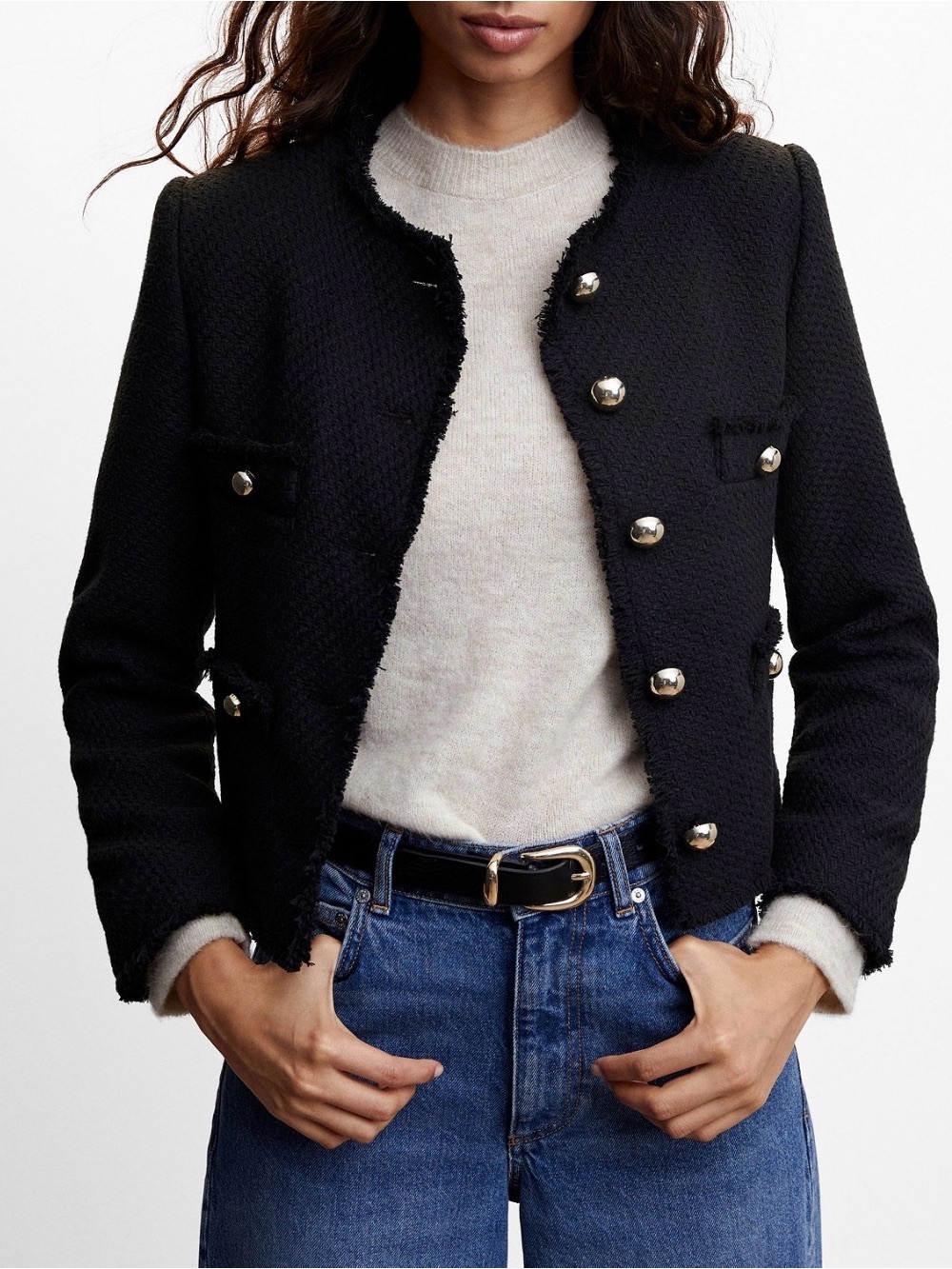 Mango tweed button detail jacket
